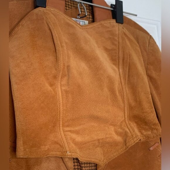 Vintage Rinzi International Collection 100% Leather Brown Suede Jacket & Top Set - Picture 14 of 15